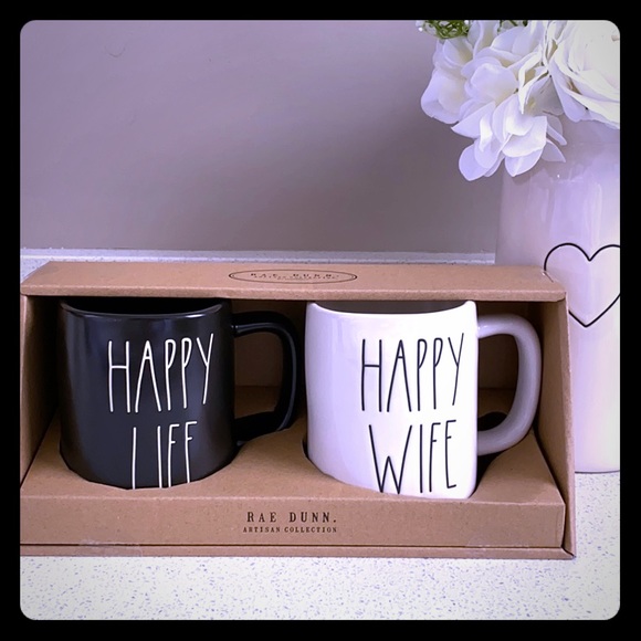 Rae Dunn Other - 💍 RAE DUNN HAPPY LIFE HAPPY WIFE MUGS SET